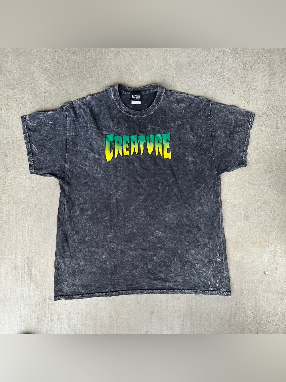 Creature Skate Short Sleeve Tee - Black with Green/Yellow Graphic XL